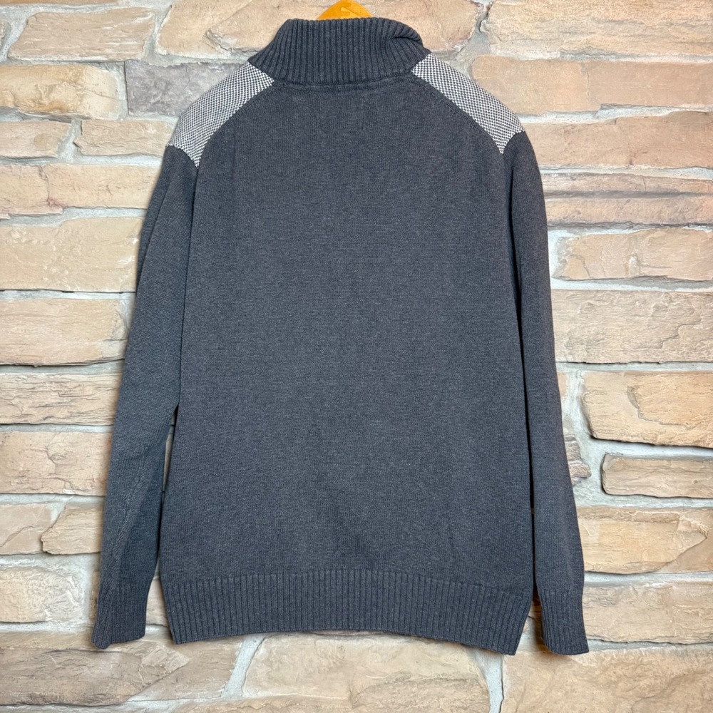 Weatherproof Vintage Men's Gray Fair Isle Half Zip Sweater Size L 100% Cotton - Picture 2 of 8